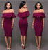 Ocala Burgundy Off-The-Shoulder Ruffle Dress #Midi Dress